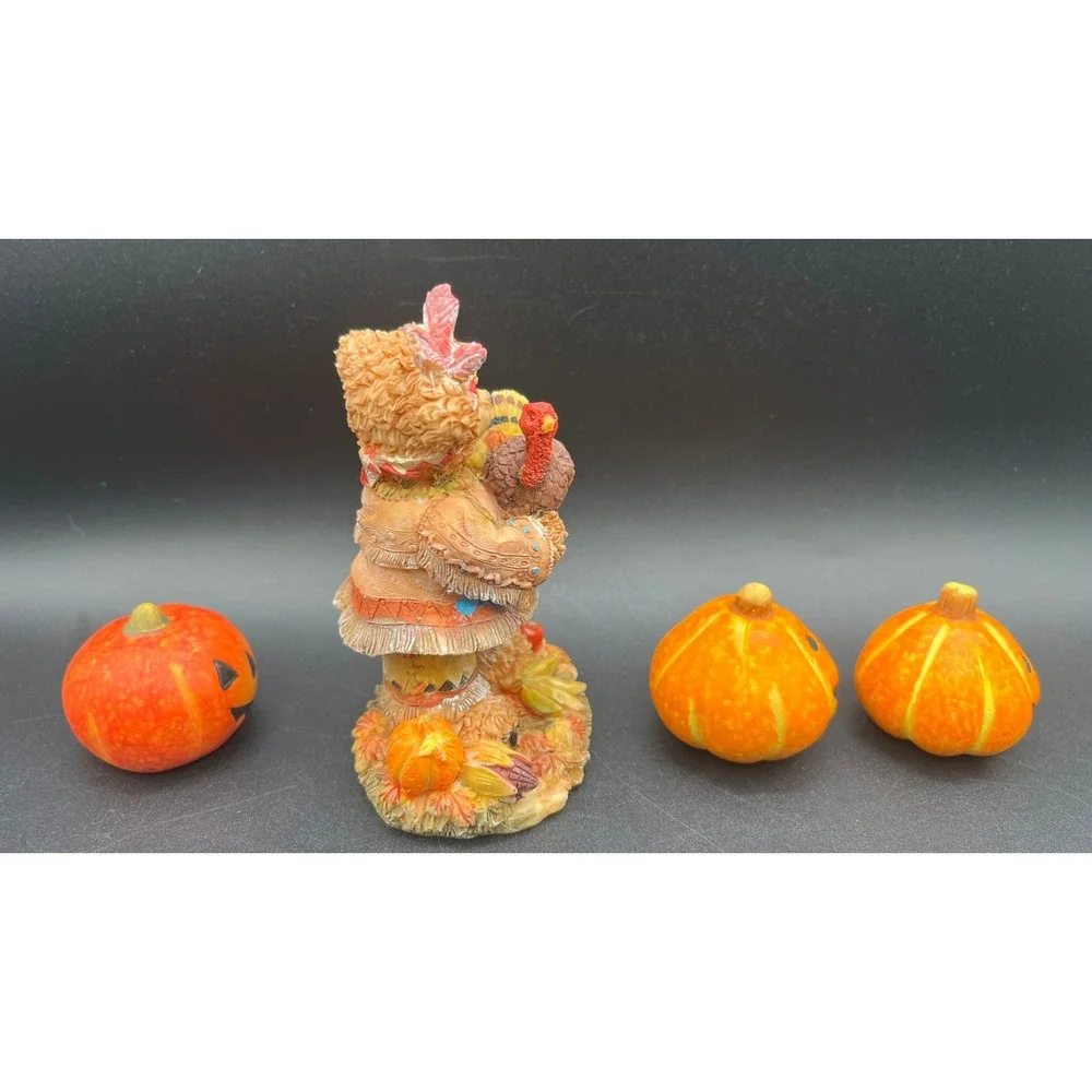 4 pc K's Collection Thanksgiving Teddy Bear Turkey Jack-O-Lanterns Autumn Fall